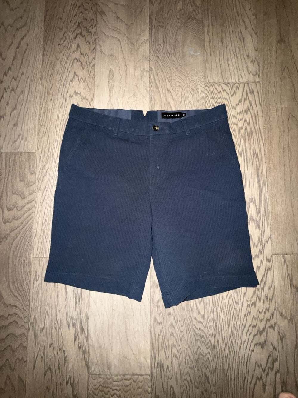 Dunning Navy Seersucker Golf Shorts Size 34